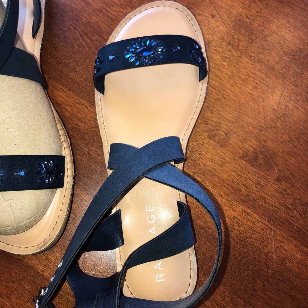 Rampage flat sandals with blue gemstone detail
